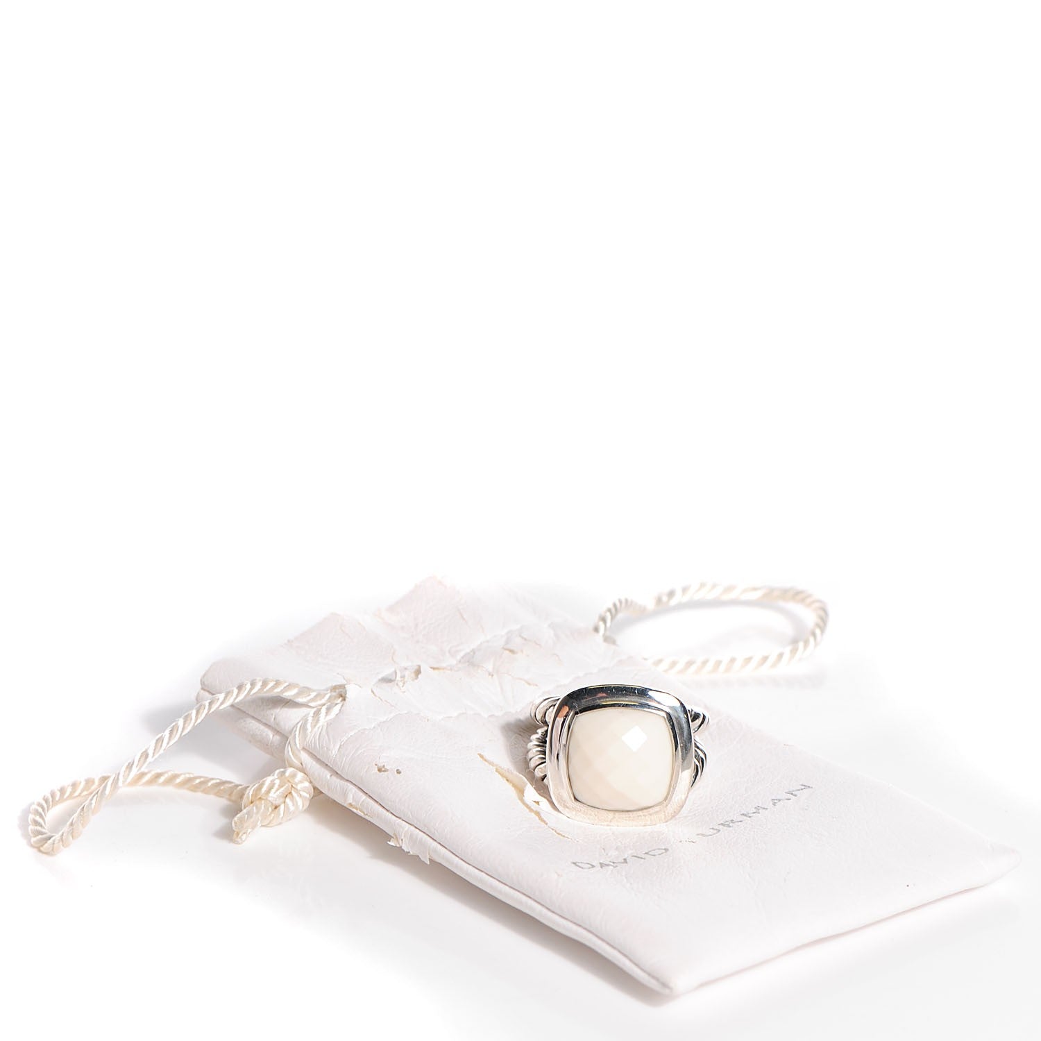 David Yurman Sterling Silver White Agate 14mm Albion Ring 54 7 5 of 5