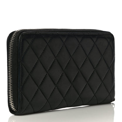 Chanel Lambskin Quilted Large Gusset Zip Around Wallet Black 3 of 12
