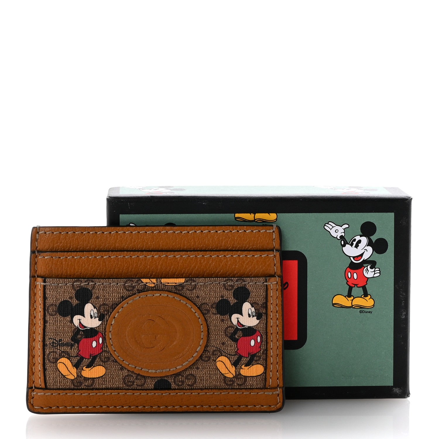 Gucci X DISNEY Mini Vintage GG Supreme Monogram Mickey Mouse Card Holder Beige Vintage Sun Oil 8 of 8
