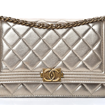 Chanel Metallic Calfskin Quilted Boy Wallet On Chain WOC Gold 8 of 15