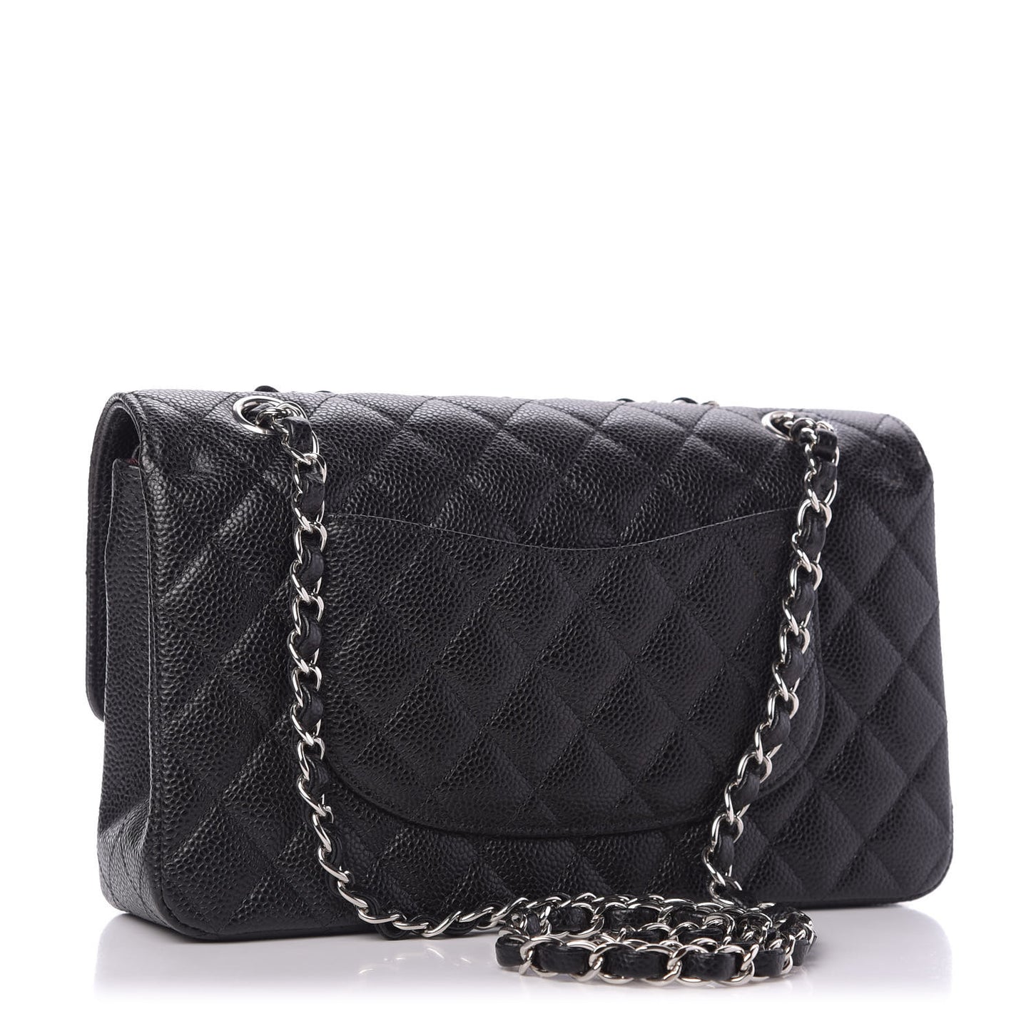 Caviar Quilted Medium Double Flap Black