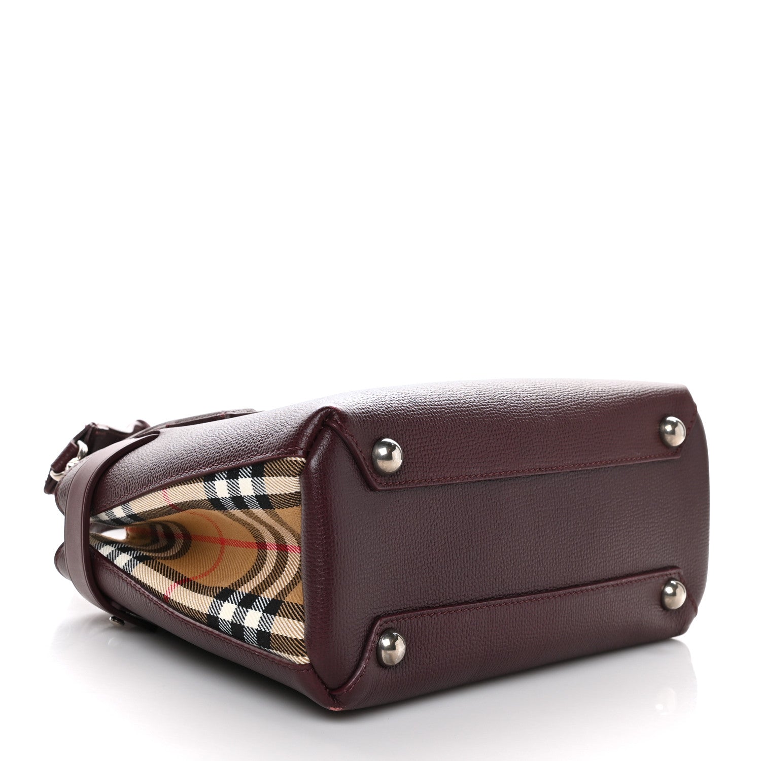 Burberry Grainy Calfskin House Check Small Banner Tote Mahogany Red 4 of 9