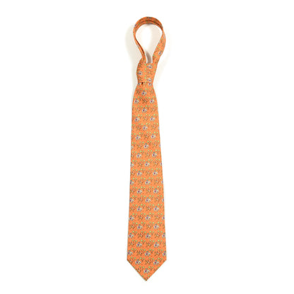 Hermes Silk Mens Indian Jockey Neck Tie Orange Vif Fuschia Vert Pomme 1 of 3