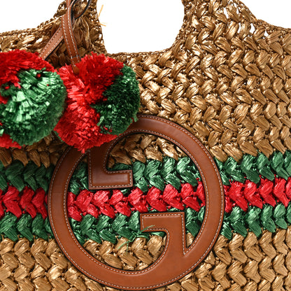 Gucci Raffia Effect Interlocking G Tote Bag Brown 8 of 11
