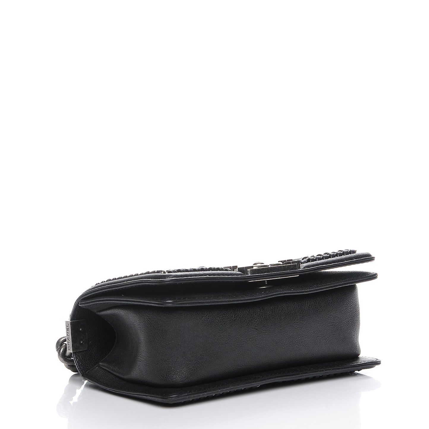 Calfskin Quilted Small Boy Handle Flap Black