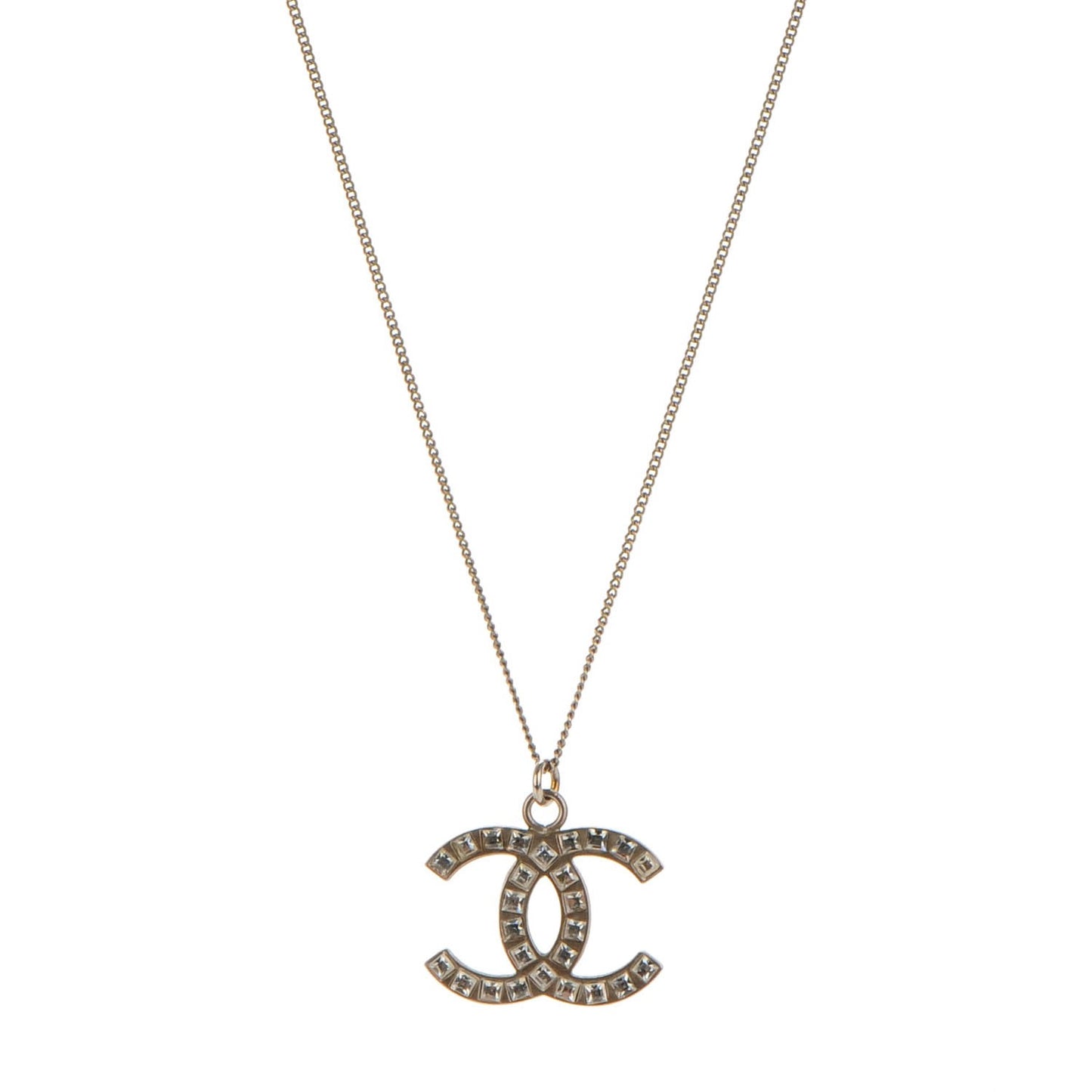 Baguette Crystal CC Necklace Silver