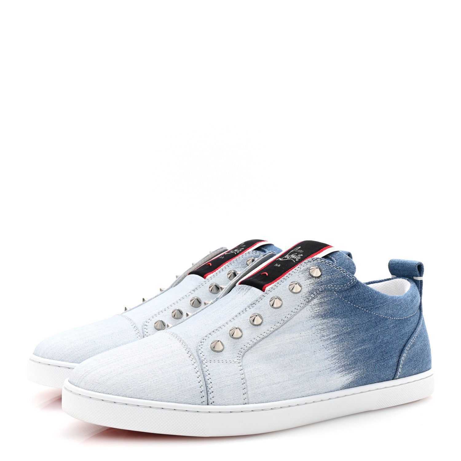 Christian Louboutin Denim Graffiti Mens Fique A Vontade Flat Sneakers 42.5 Blue White 4 of 10