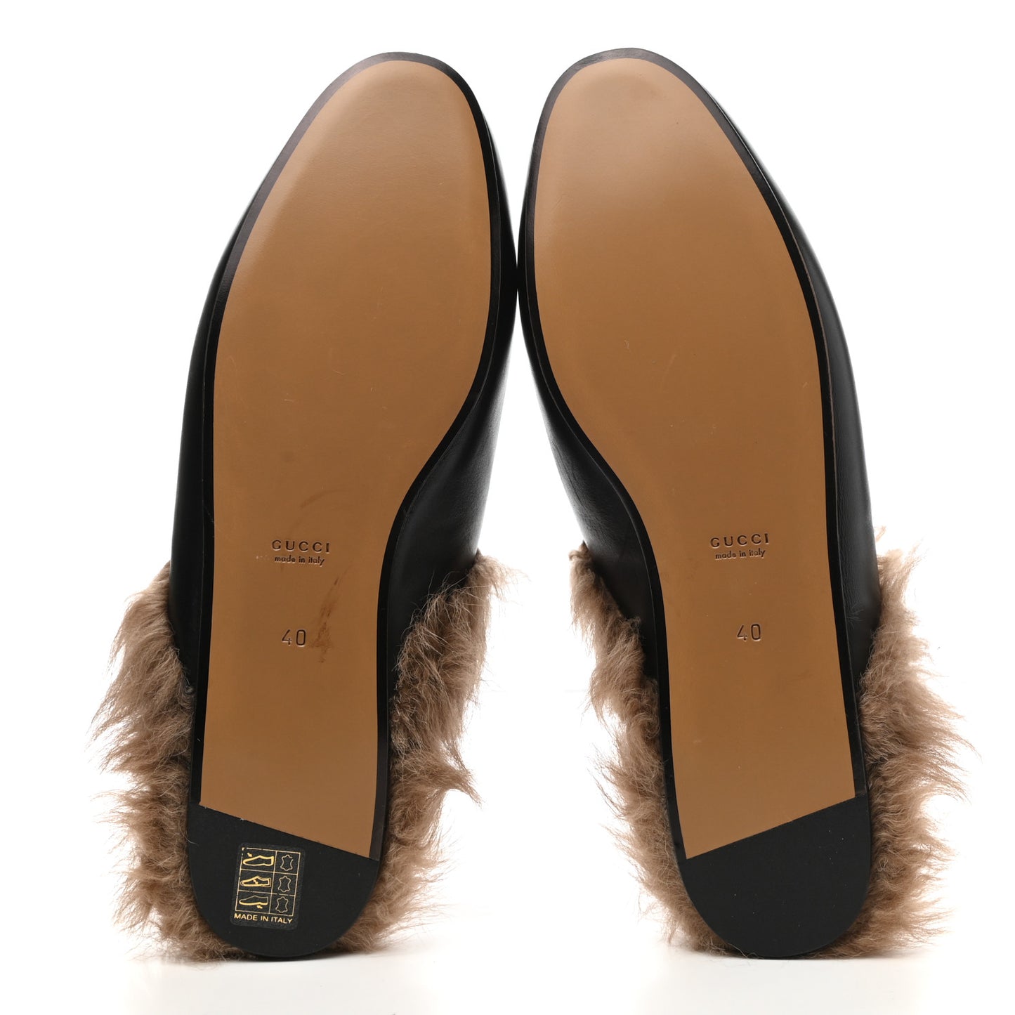 Calfskin Fur Womens Princetown Slippers 40 Black