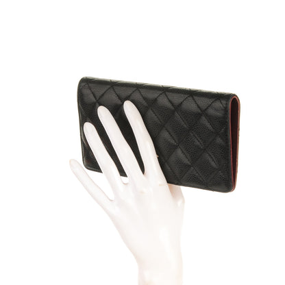 Chanel Caviar Quilted Yen Wallet Black 2 of 9