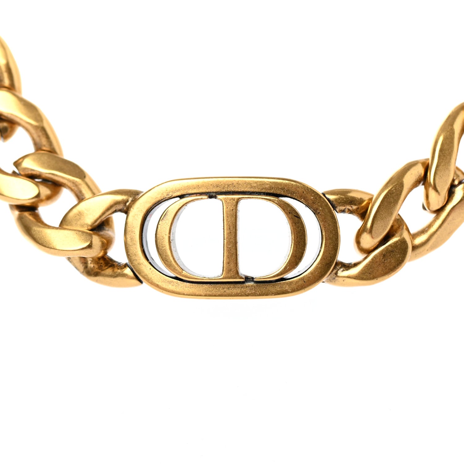 Christian Dior Metal Chain Choker Necklace Gold 3 of 4