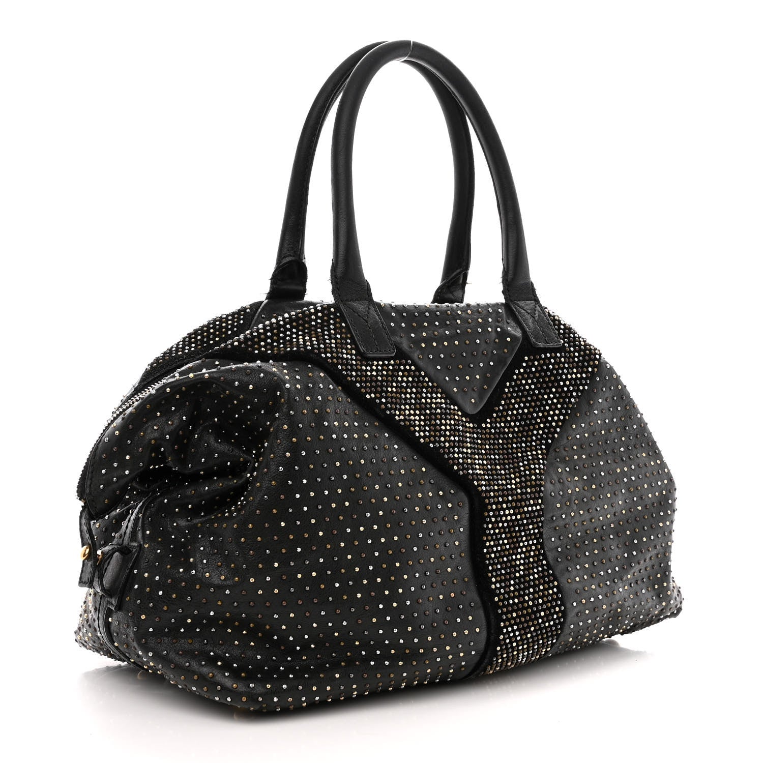 Saint Laurent Calfskin Rock Studded Easy Sac Black 3 of 24