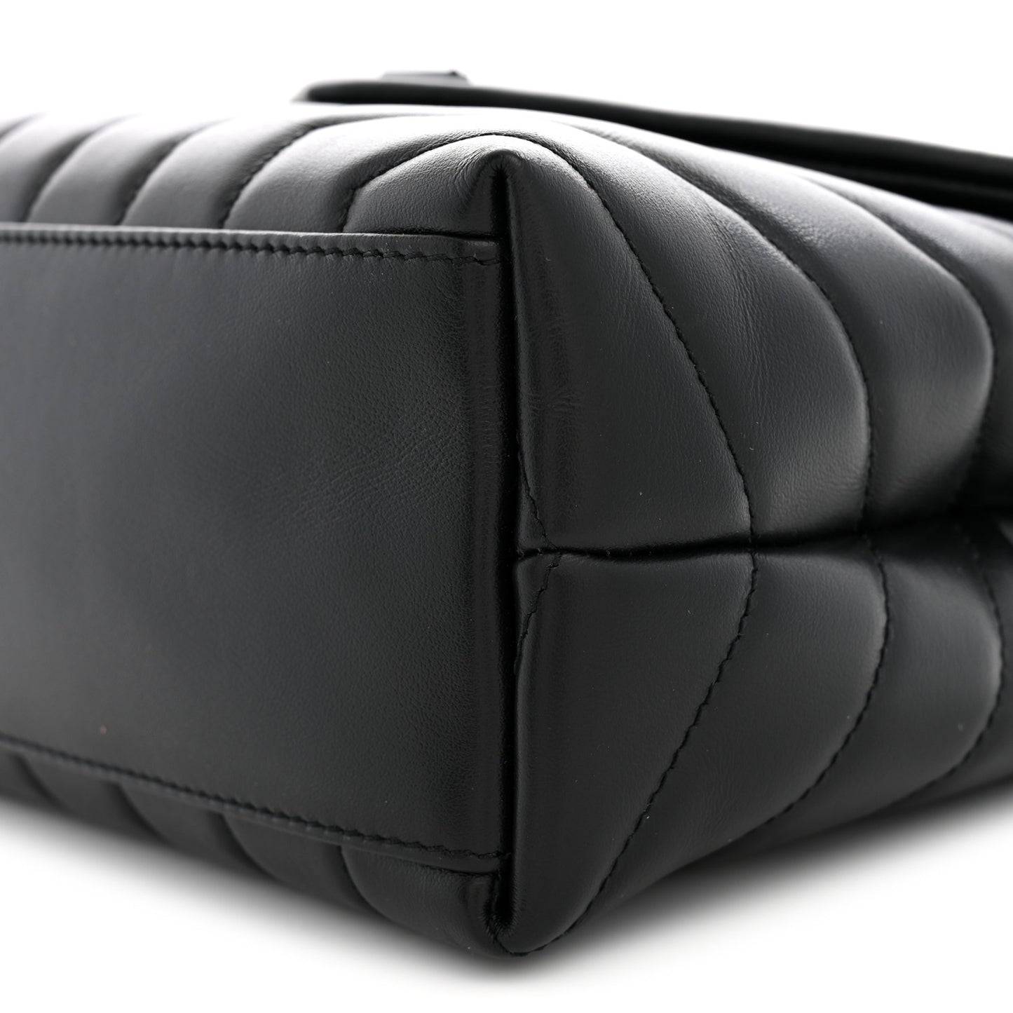 Calfskin Y Quilted Monogram Monochrome Small Loulou Chain Satchel Black