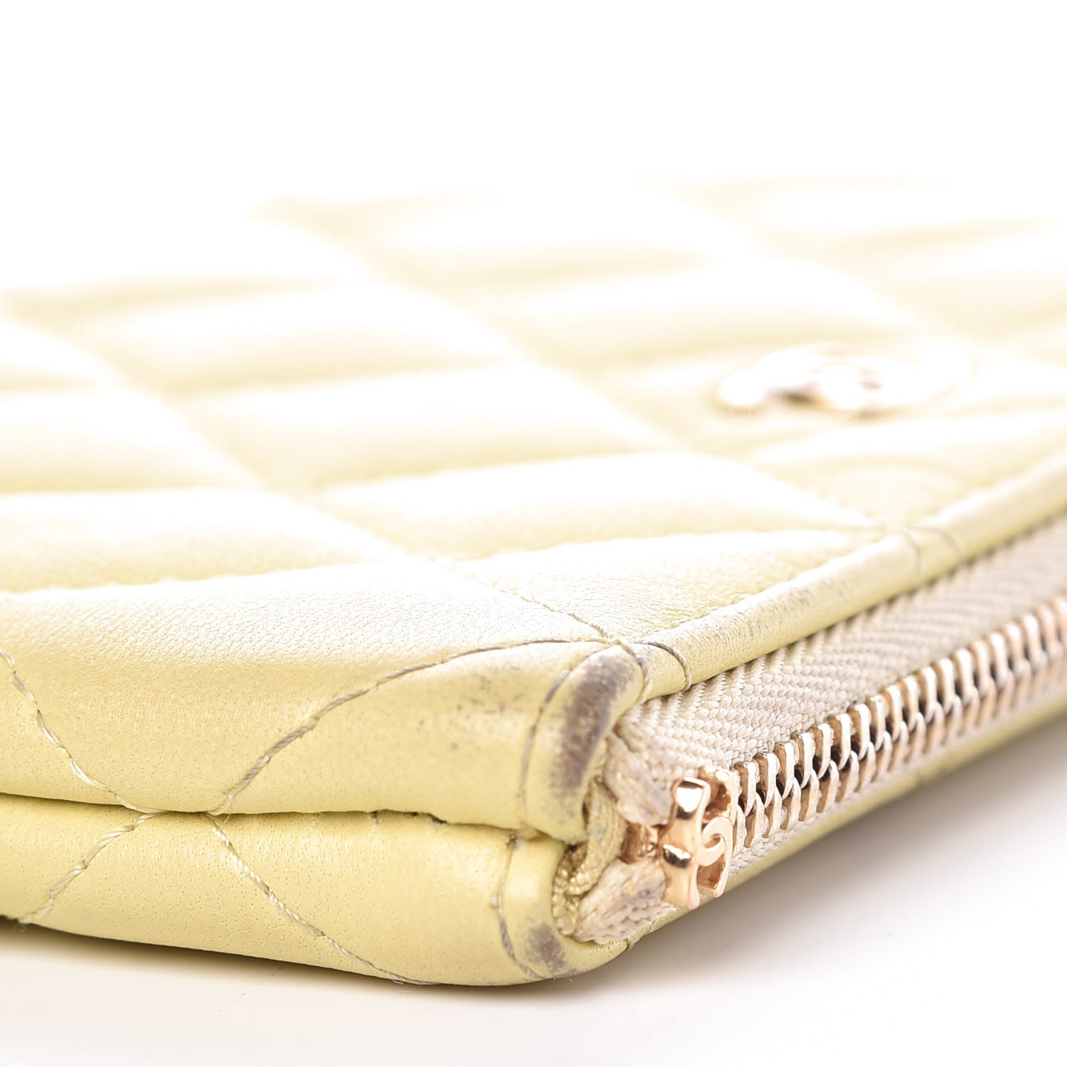 Chanel Lambskin Quilted Small Cosmetic Case Yellow 8 of 16