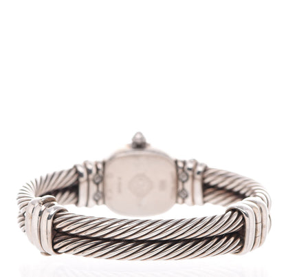 David Yurman Sterling Silver Diamond Mother of Pearl 19mm Cable Chelsea Quartz Watch 4 of 6