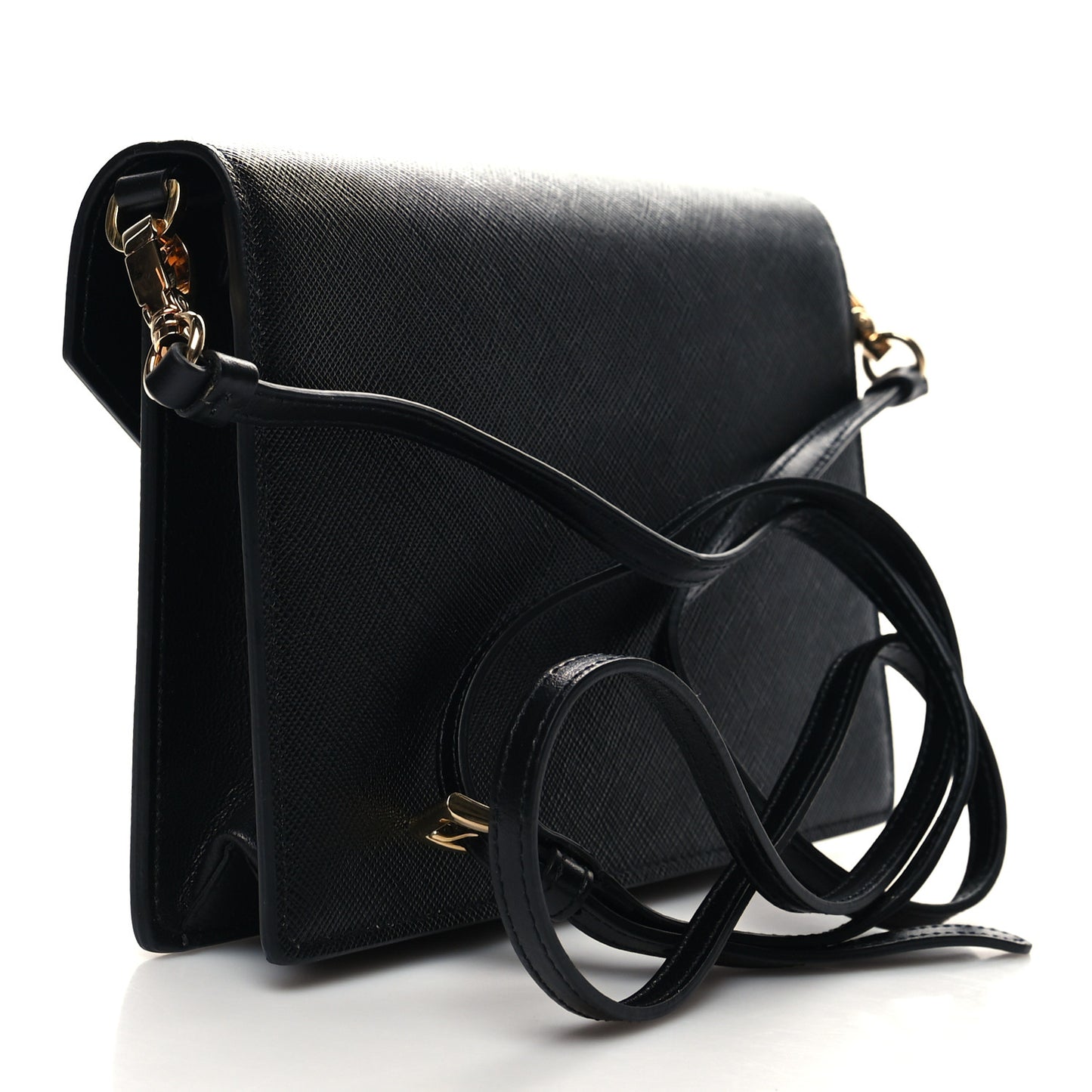City Calfskin Saffiano Envelope Flap With Chain Black