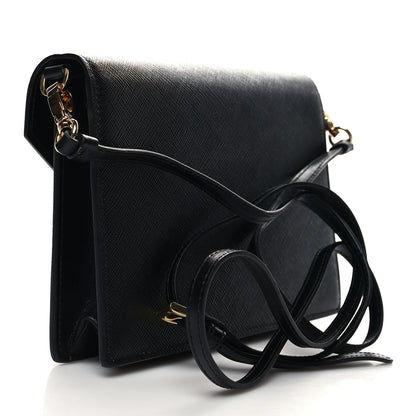 Prada City Calfskin Saffiano Envelope Flap With Chain Black 4 of 11