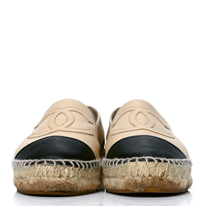Chanel Lambskin CC Espadrilles 35 Beige Black 2 of 5