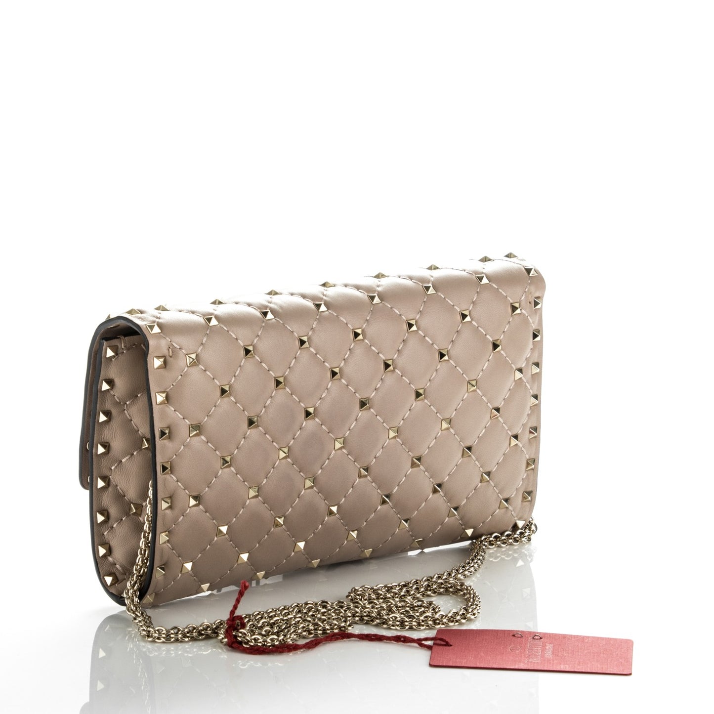Nappa Rockstud Spike Wallet on Chain Poudre