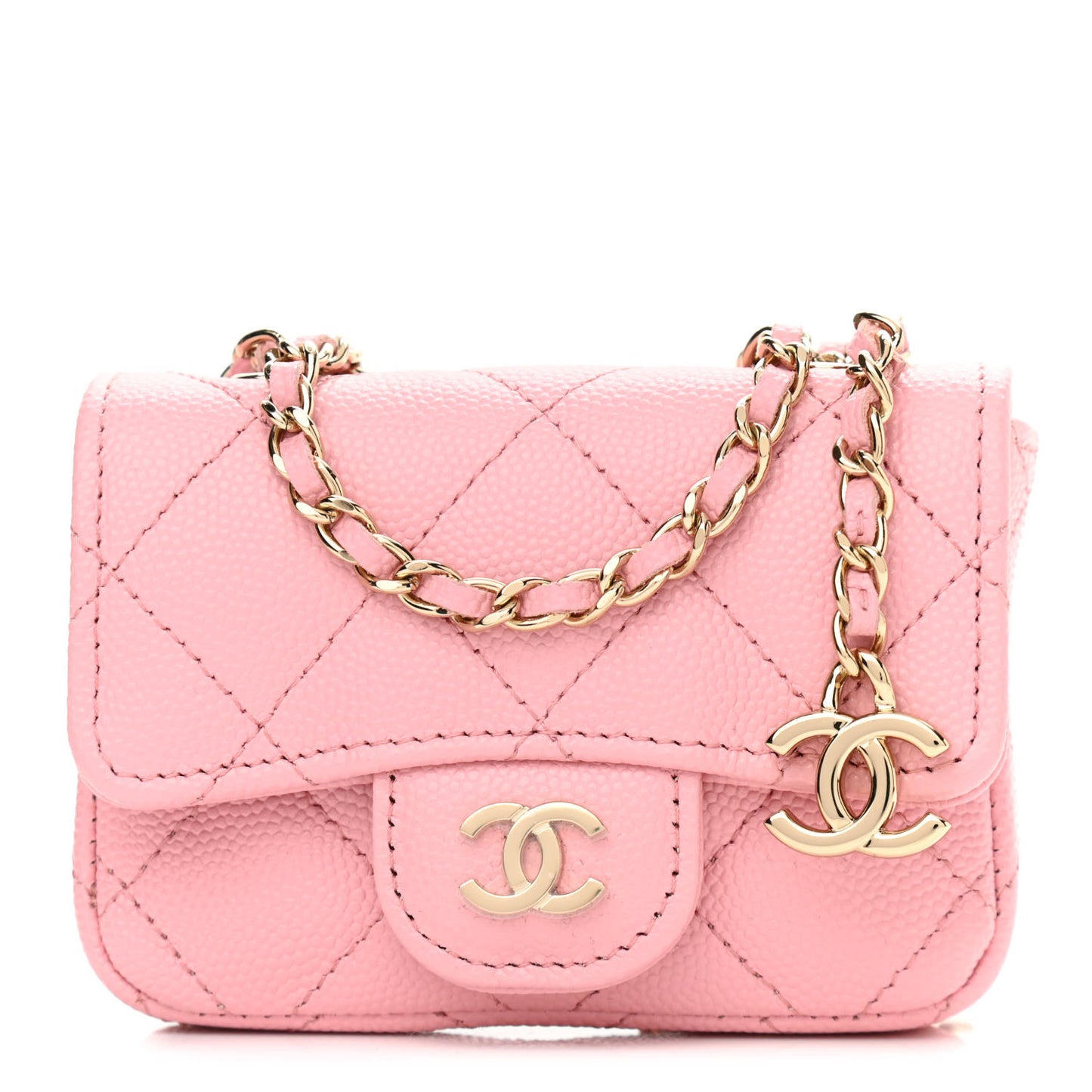 Caviar Quilted Mini Chain Belt Bag Light Pink