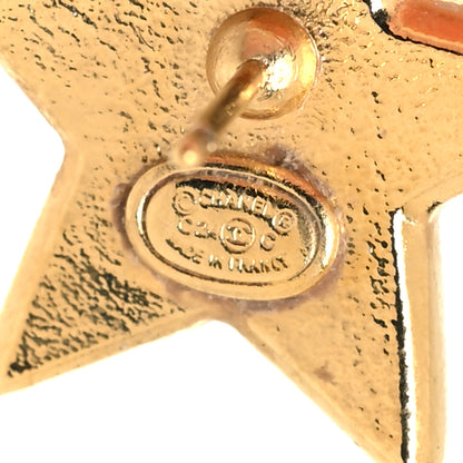 Chanel Metal Glitter Sparkle CC Star Earrings Gold Black 4 of 5