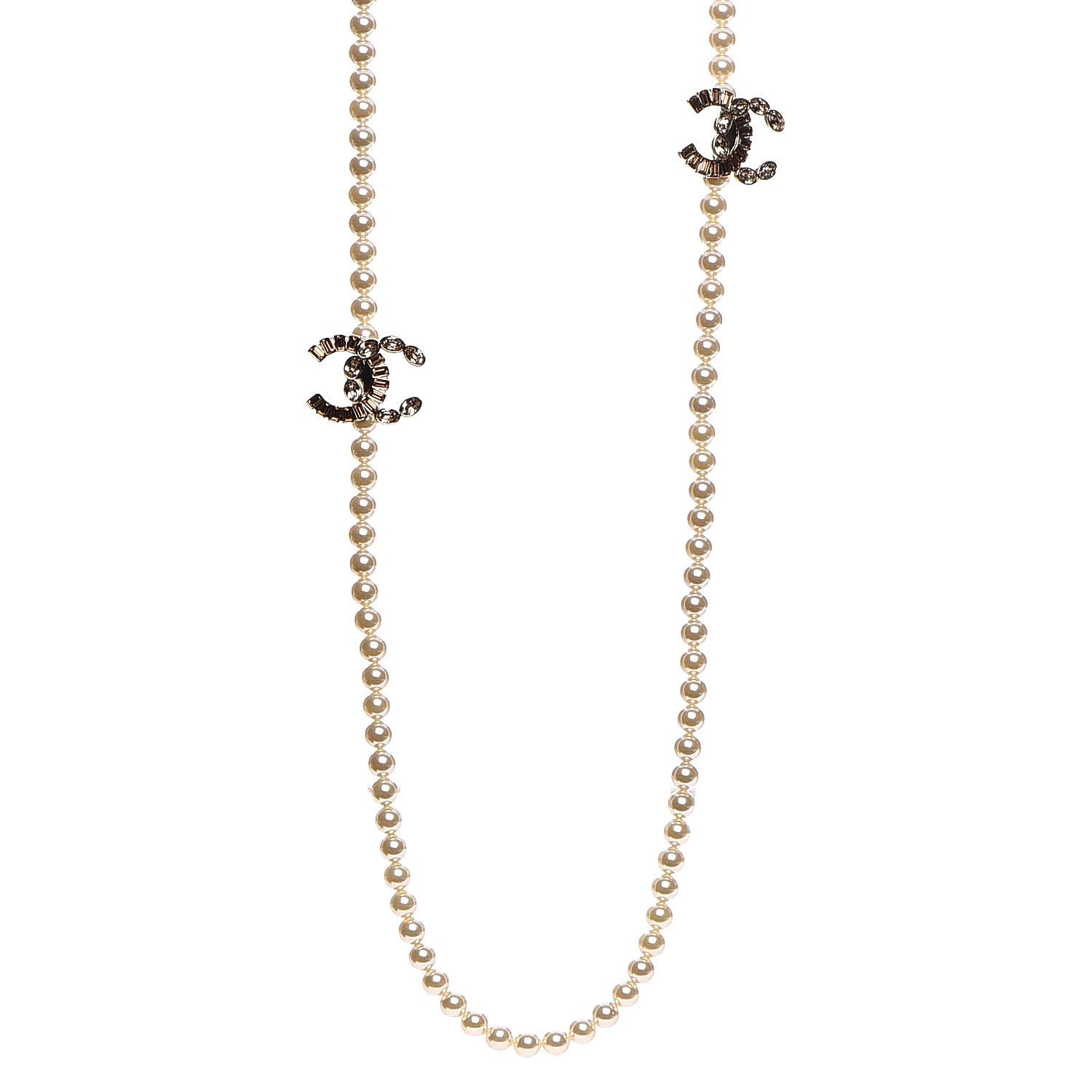 Chanel Pearl Crystal CC Long Necklace 1 of 5