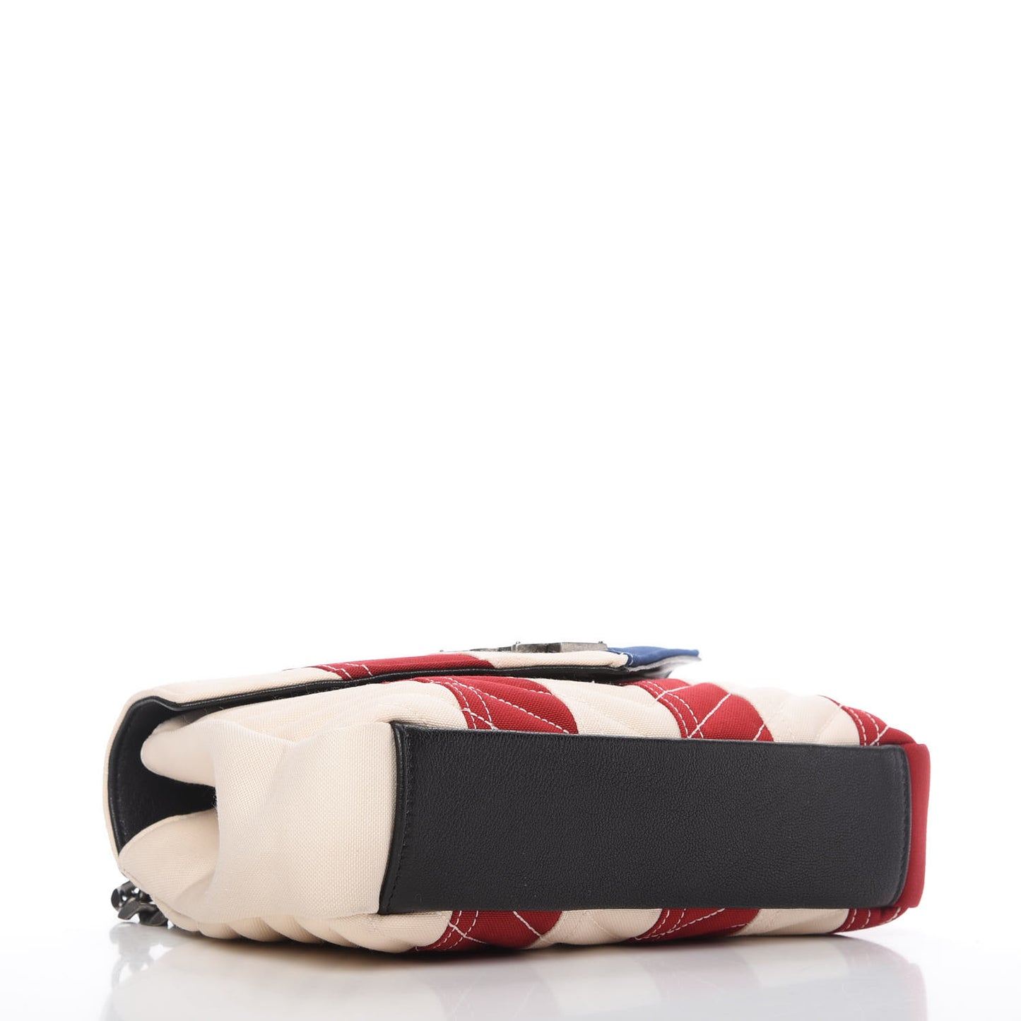 Canvas Matelasse Chevron American Flag Monogram Medium College Bag Red Blue