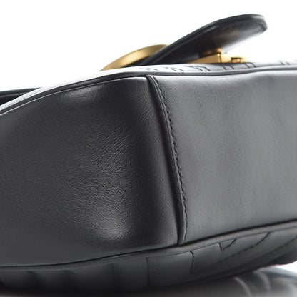 Gucci Calfskin Matelasse Small GG Marmont Shoulder Bag Black 5 of 9