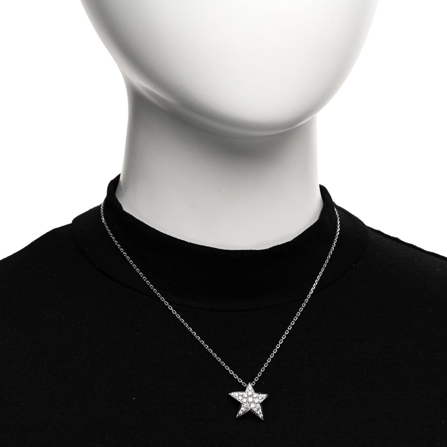 Chanel 18K White Gold Diamond Large Comete Geode Pendant Necklace 2 of 4