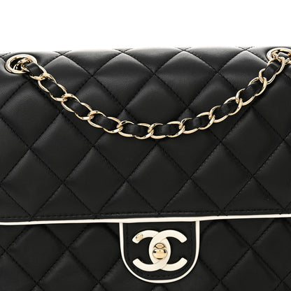 Chanel Lambskin Quilted Resin Graphic Frame Flap Bag Black White 8 of 12
