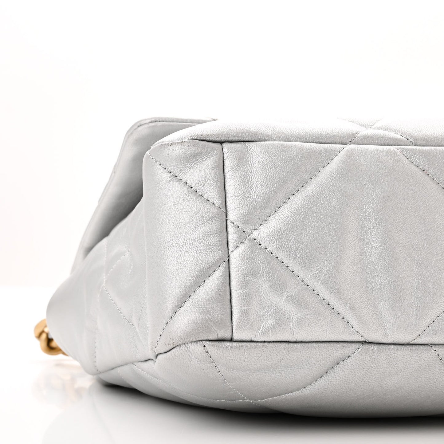 Metallic Quilted Large 19 Flap Silver