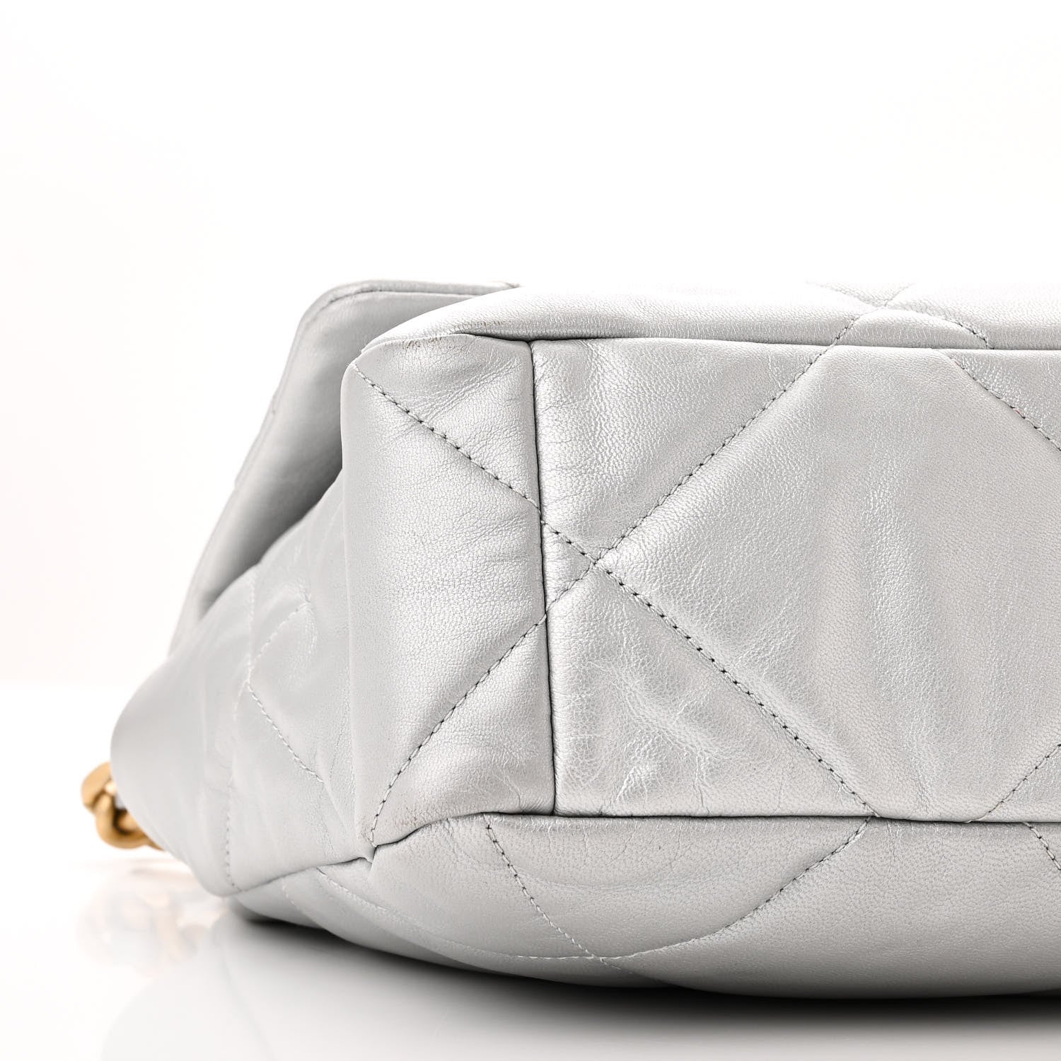 Chanel Metallic Quilted Large 19 Flap Silver 9 of 10