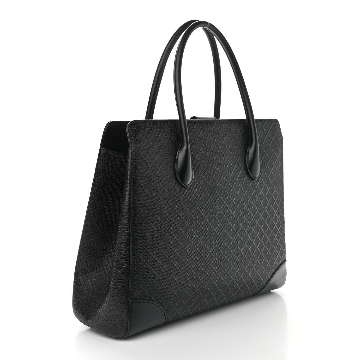 Gucci Calfskin Bright Diamante Medium Top Handle Bag Black 2 of 16