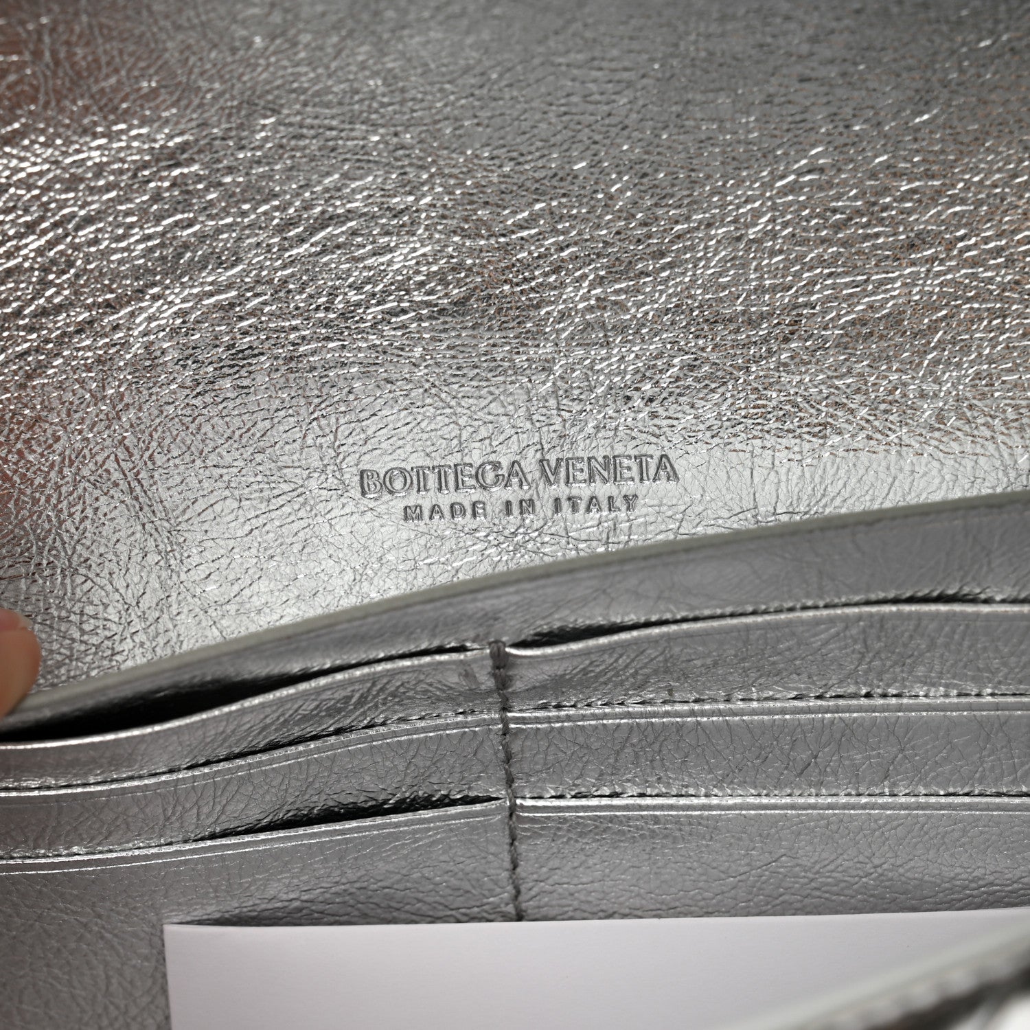 Bottega Veneta Metallic Nappa Intrecciato Long Andiamo Top Handle Silver 6 of 9