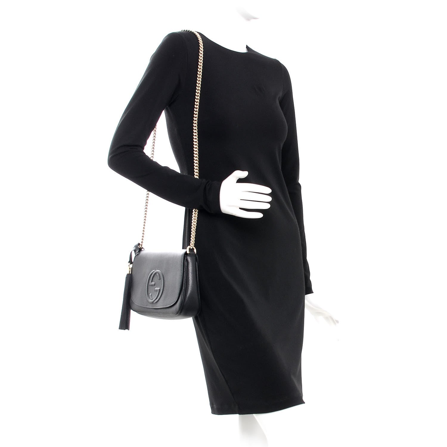 Gucci Pebbled Calfskin Medium Soho Flap Crossbody Black 2 of 8
