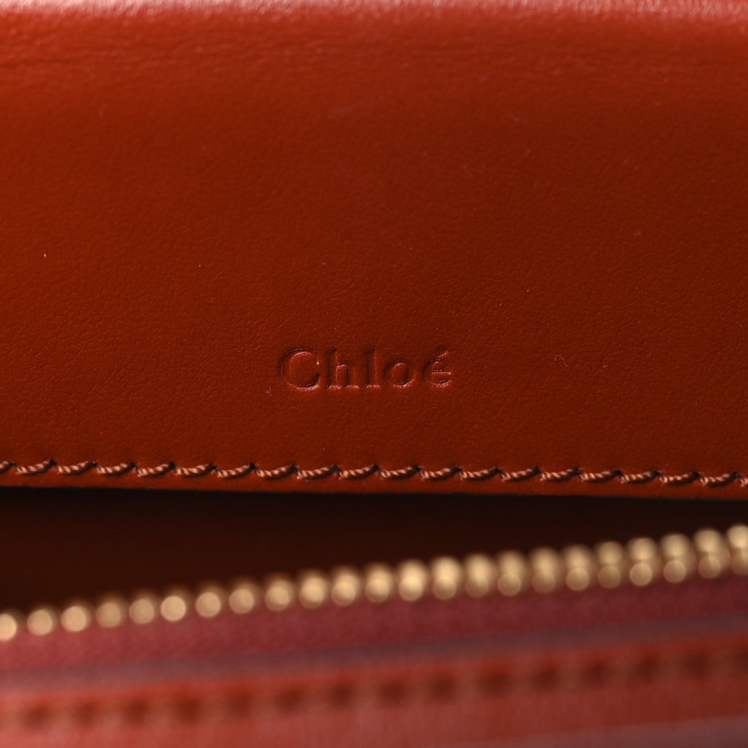 Chloe Shiny Calfskin Mini Vanity C Bag Sepia Brown 6 of 9