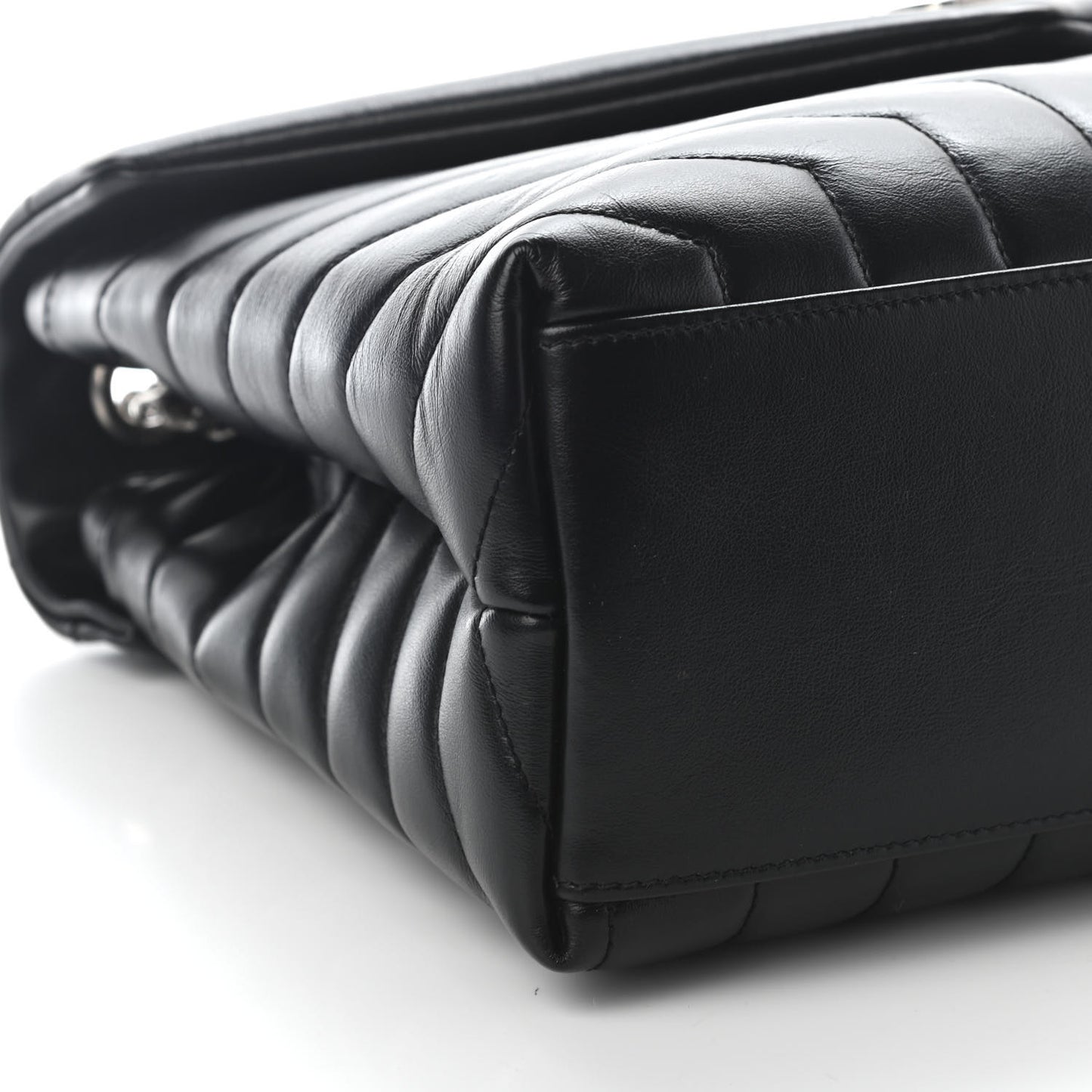 Calfskin Y Quilted Monogram Medium Loulou Chain Satchel Black