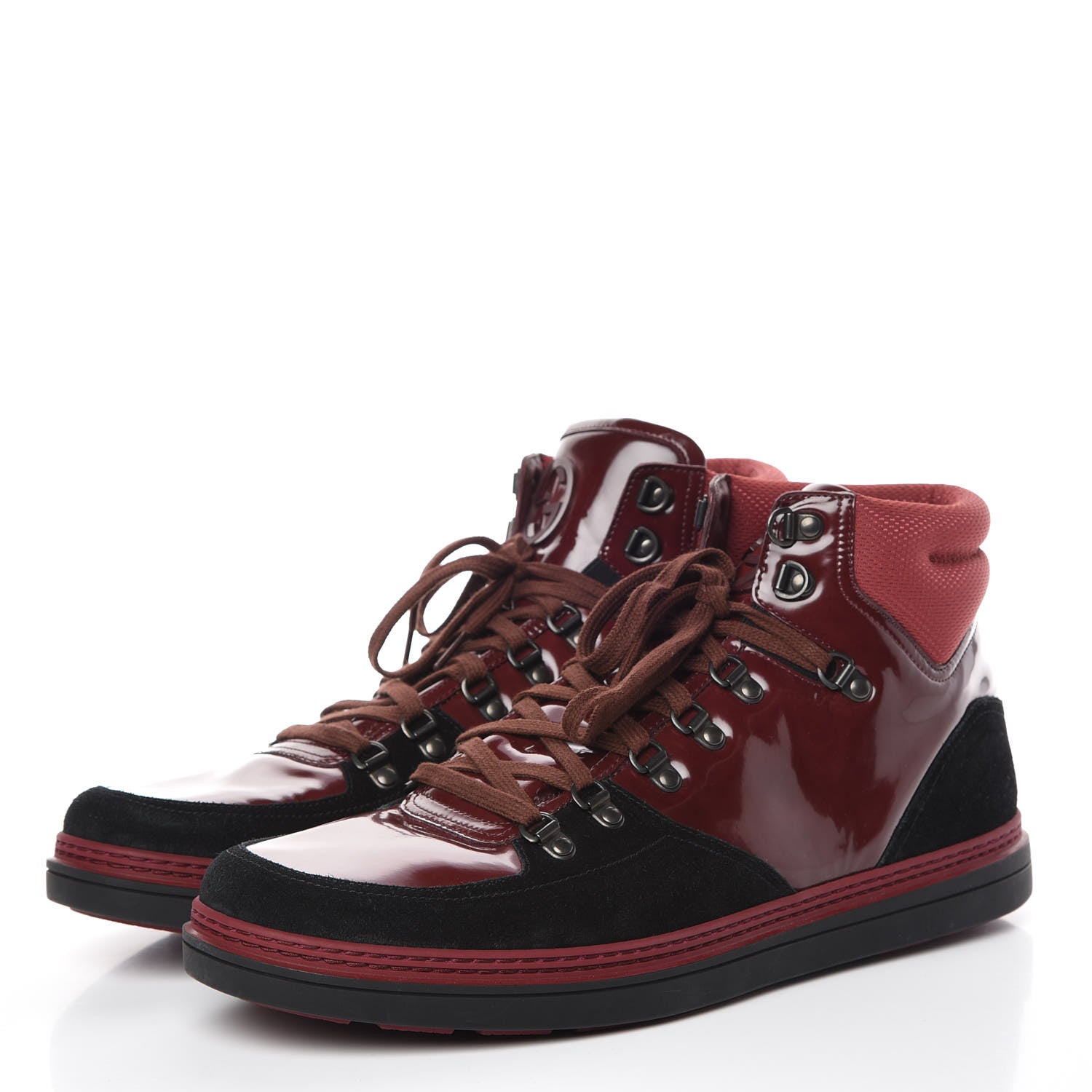 Gucci Patent Suede Mens Softy Tek High Top Sneakers 12 Black Charcoal Jupiter 3 of 10
