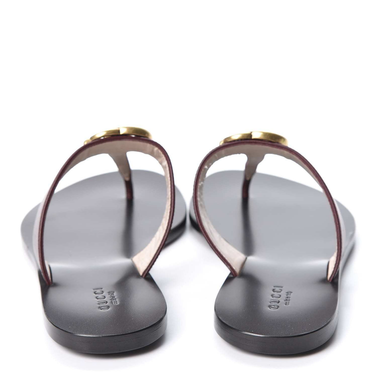 Gucci Calfskin GG Marmont Thong Sandals 37 Vintage Bordeaux 5 of 9