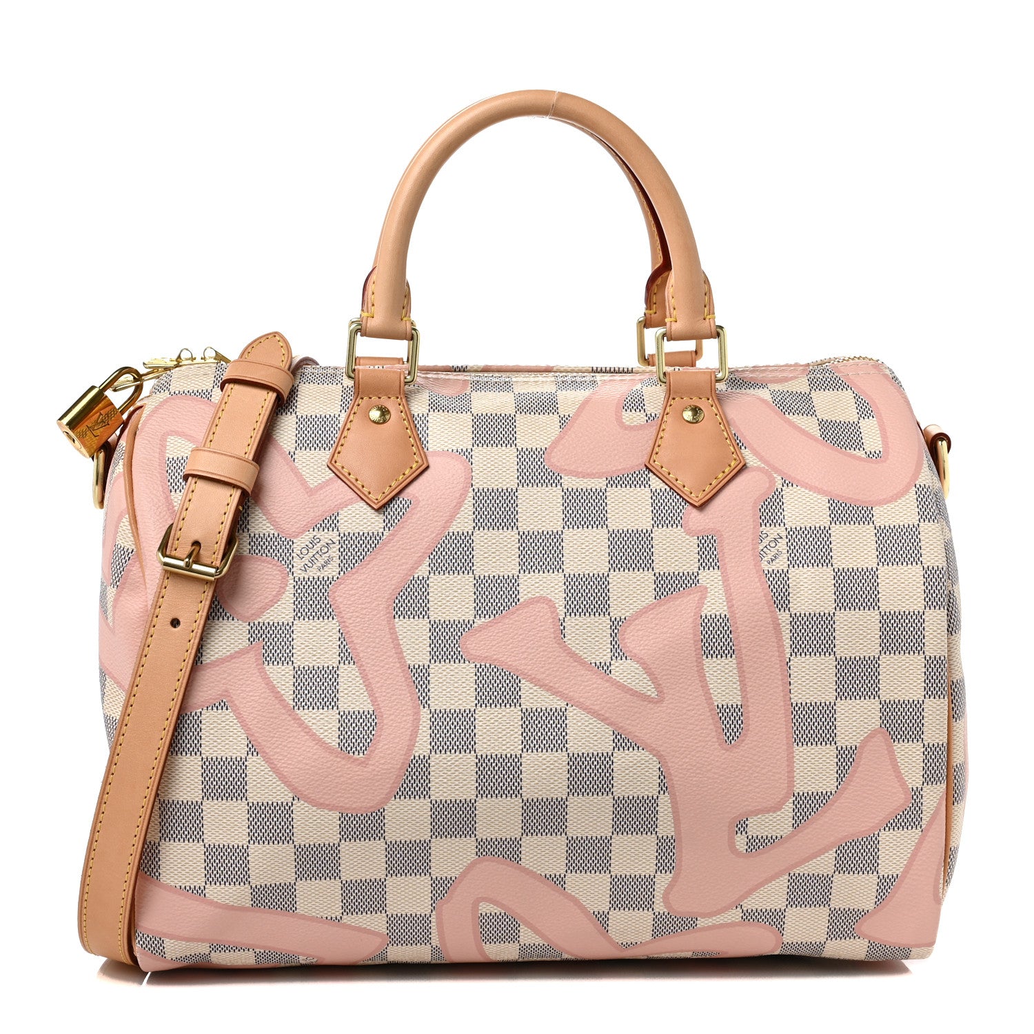 Louis Vuitton Damier Azur Tahitienne Speedy Bandouliere 30 Rose Ballerine 1 of 9