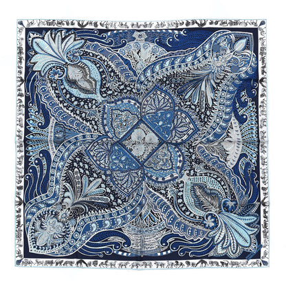 Hermes Silk Le Jardin De La Maharani Scarf 90 Marine Ciel White 1 of 4