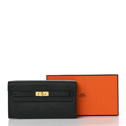 Hermes Epsom Matte Alligator Touch Kelly Wallet To Go Black 9 of 9