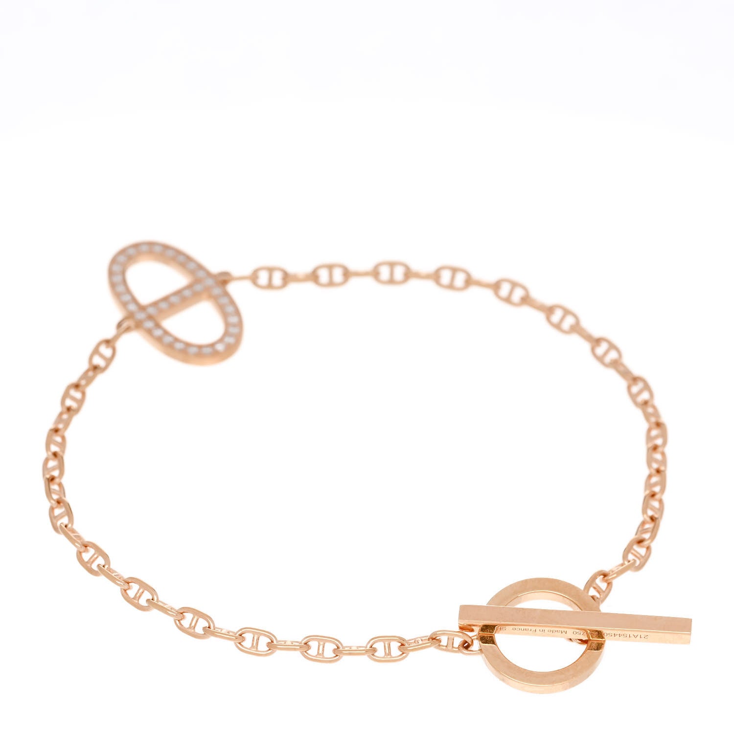 Hermes 18K Rose Gold Diamond Chaine d'Ancre Contour Bracelet ST 2 of 5