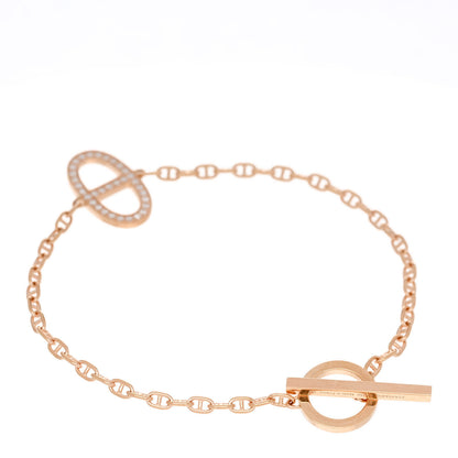 Hermes 18K Rose Gold Diamond Chaine d'Ancre Contour Bracelet ST 2 of 5