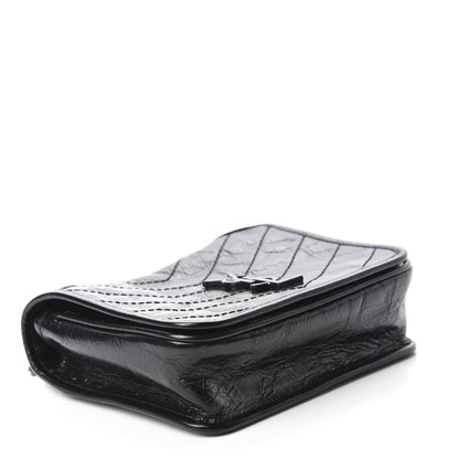 Saint Laurent Crinkled Calfskin Matelasse Monogram Niki Chain Wallet Black 4 of 10
