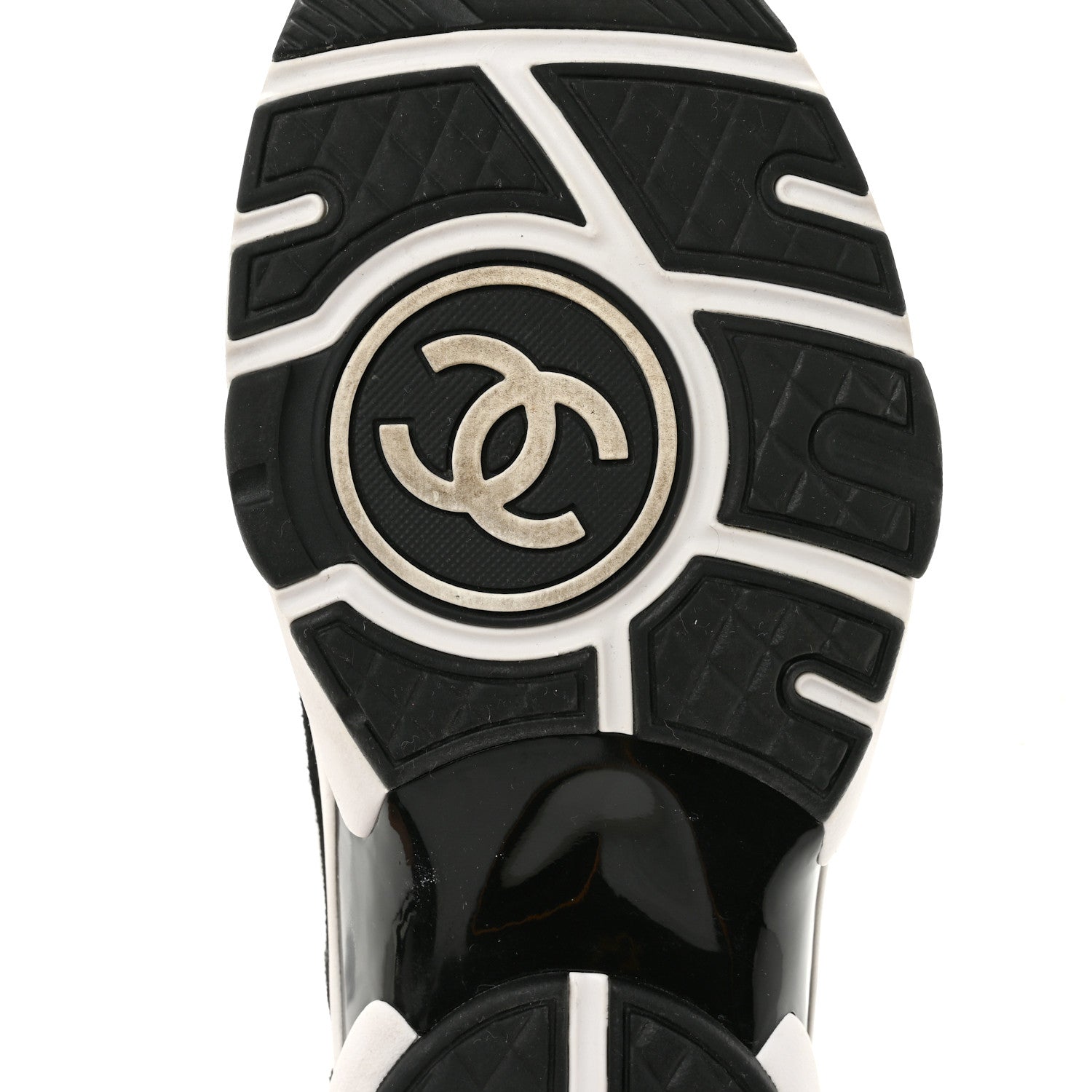 Chanel Fabric Suede Calfskin CC Sneakers 38 White Black 8 of 9