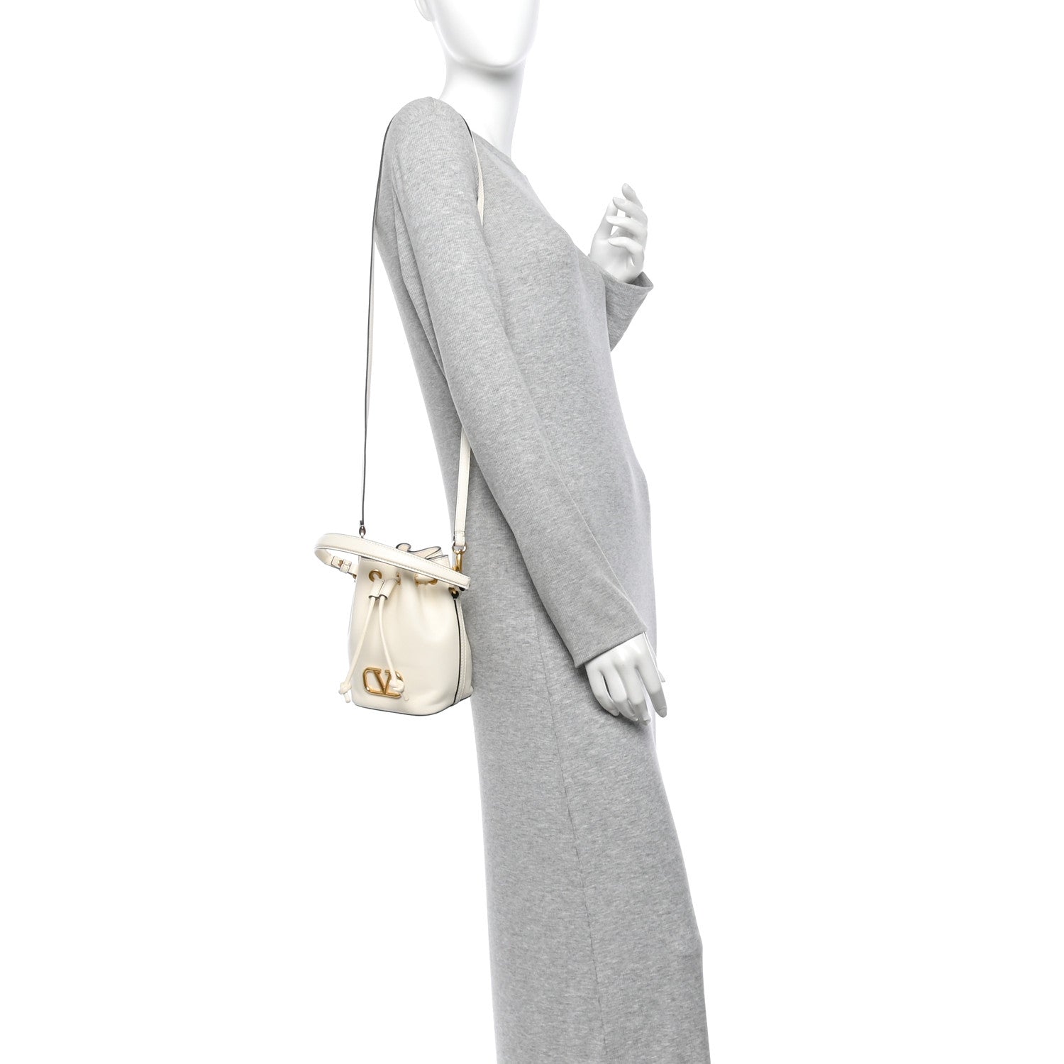 Valentino Garavani Nappa Mini VLogo Signature Bucket Bag Light Ivory 2 of 9