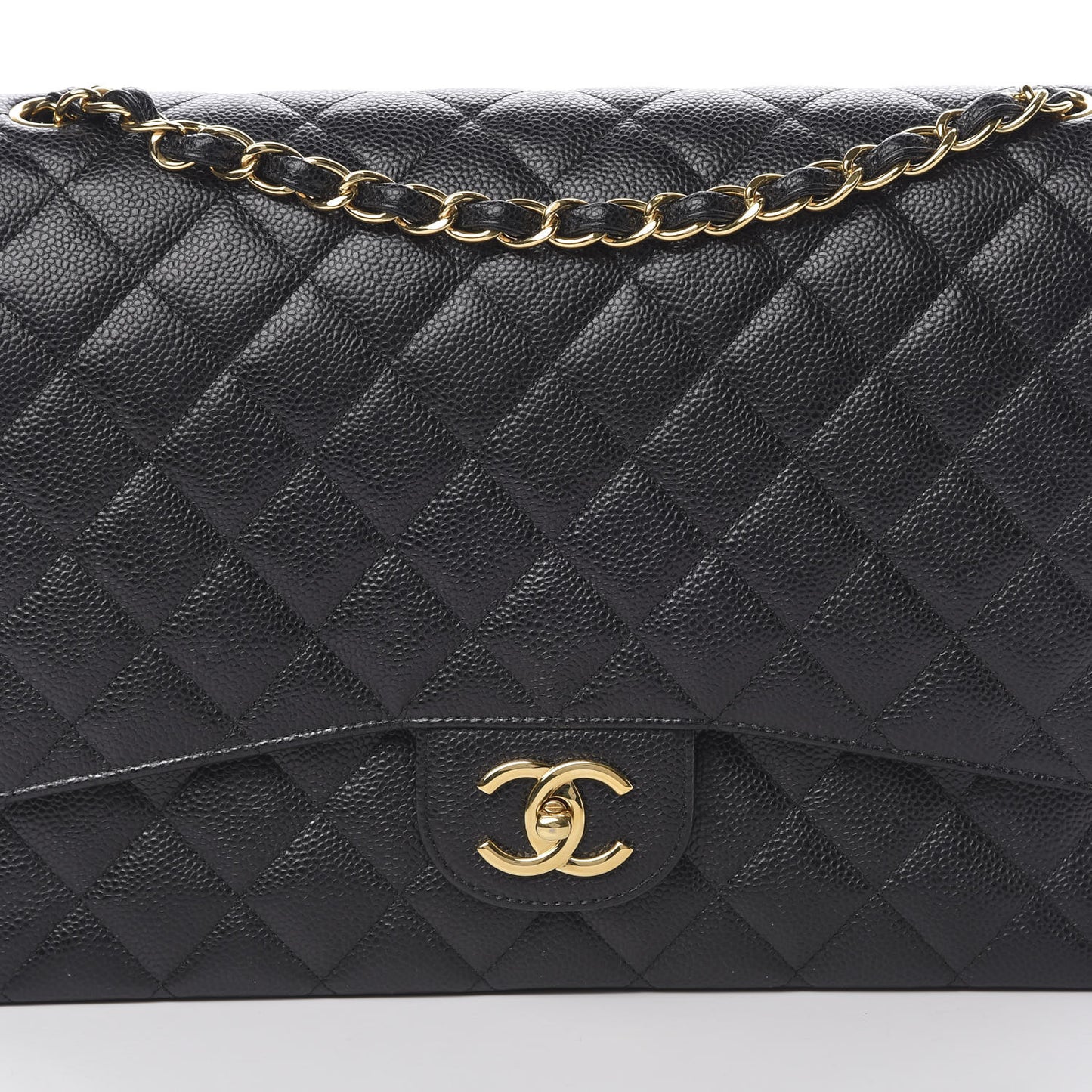 Caviar Quilted Maxi Double Flap Black
