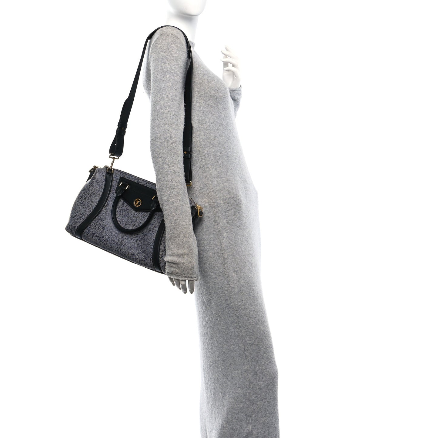 Lambskin Pixel Effect Biker MM Dark Denim