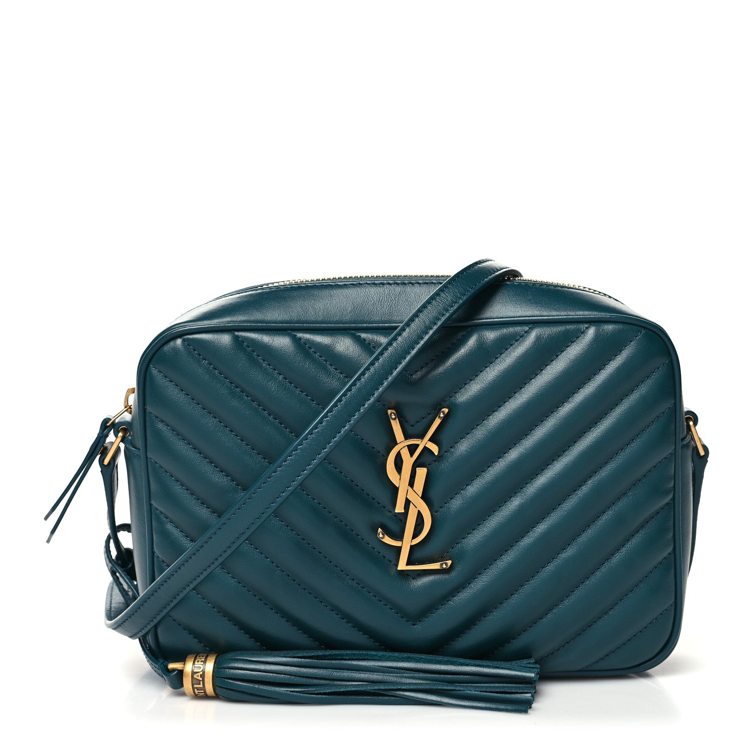 Saint Laurent Calfskin Matelasse Monogram Lou Camera Bag Sea Turquoise 1 of 9