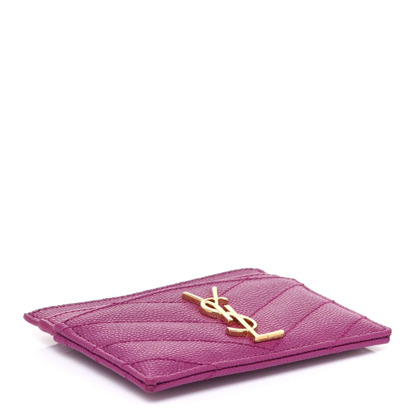 Grain De Poudre Matelasse Chevron Monogram Credit Card Case Dark Grape